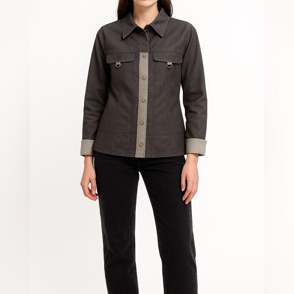 VINTAGE CARA & SARTA Two Tone Cotton Blend Utility Jacket | 10 | Scandi Workwear